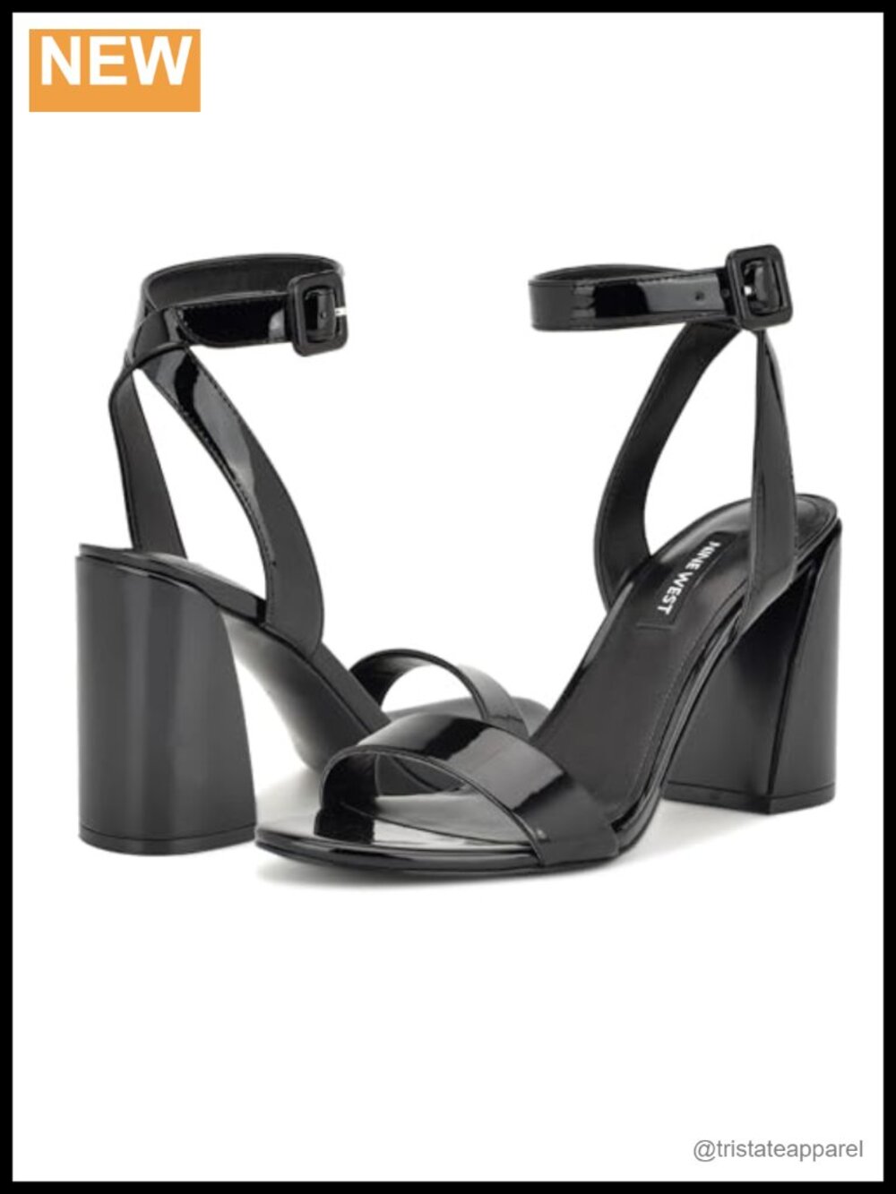 Faux Leather Heeled Sandal with Adjustable Ankle Strap & Almond Toe